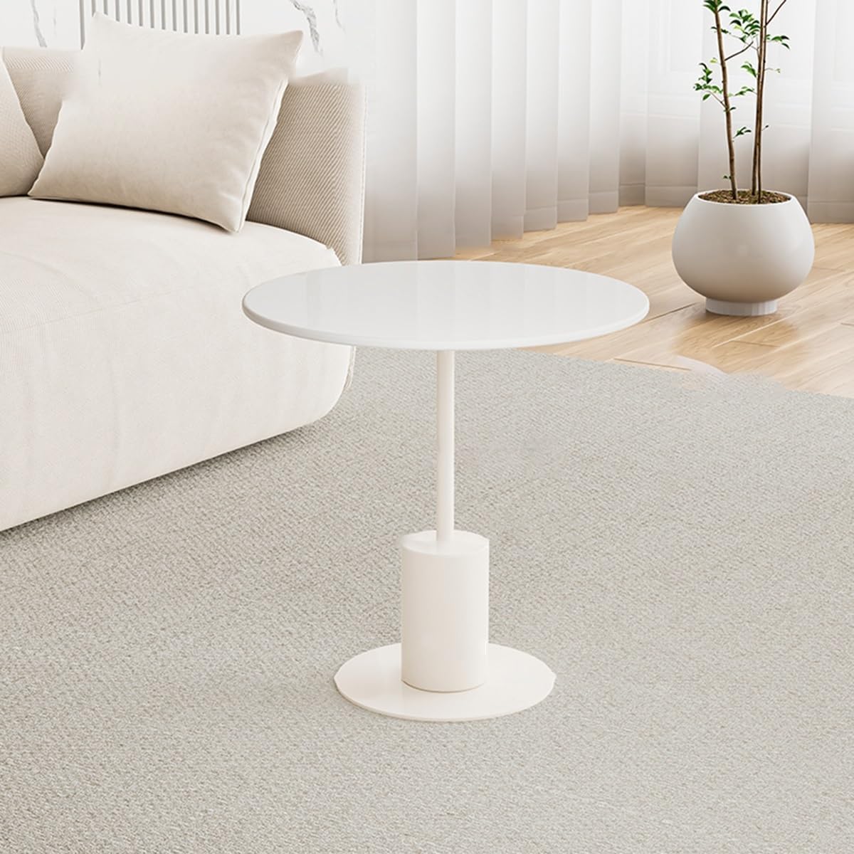 Small Round Pedestal Drink Table Side Table for Small Space, End Table Modern Table Bedside for Lliving Room Table Sofa & Console Table Pedestal Tables Coffee Tables (Color : /White A)