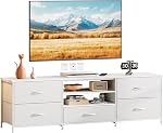 Meuble TV avec tiroirs, table console à 3 niveaux, meuble de télévision pour TV jusqu'à 65 pouces, centre de divertissement avec rangement et étagères ouvertes, meuble de divertissement TV pour le salon
