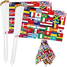 Outus 30 Pcs International Stick Flags Decorations Small Mini Handheld World Flags for International Party Supplies Favors Around the World Sports Events Club Parades Celebration Decor Outdoor Indoor