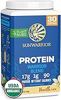 Vista 54 de Sunwarrior - Warrior Blend, base vegetal, proteína vegana cruda con guisantes y cáñamo, SWB BVAN375, Vainilla, 1