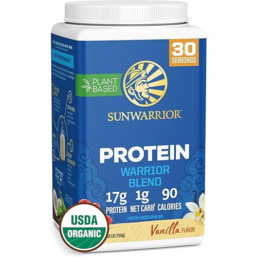 Sunwarrior Vegan Protein Powder Organic Plant-Based Protein | BCAA Amino Acids Hemp Seed Plant Protein | Soy Free Dairy Free Gluten Free Synthetic Free Non-GMO | Vanilla 30 Servings | Warrior Blend