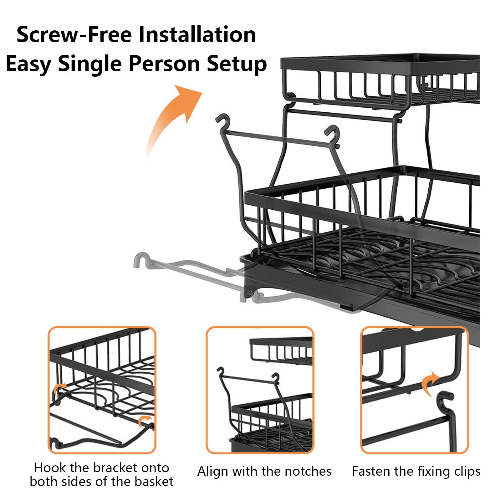 Escurridor de platos con soporte para utensilios y organizador de tazas, almacenamiento multifuncional para platos, vasos, accesorio de cocina que ahorra espacio