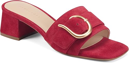 Aerosoles Sandalias Evvie Slide para mujer, gamuza roja, 5, Rojo (Red Suede)