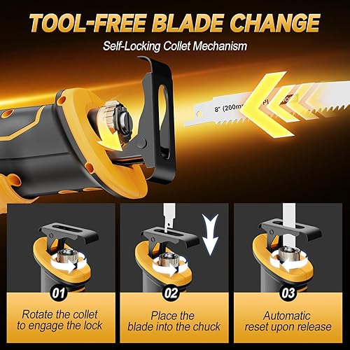 Miniatura 6 de Sierra recíproca inalámbrica compatible con batería Dewalt 20V MAX (sin batería), mini sierra recíproca sin escobillas 0-3500 SPM velocidad