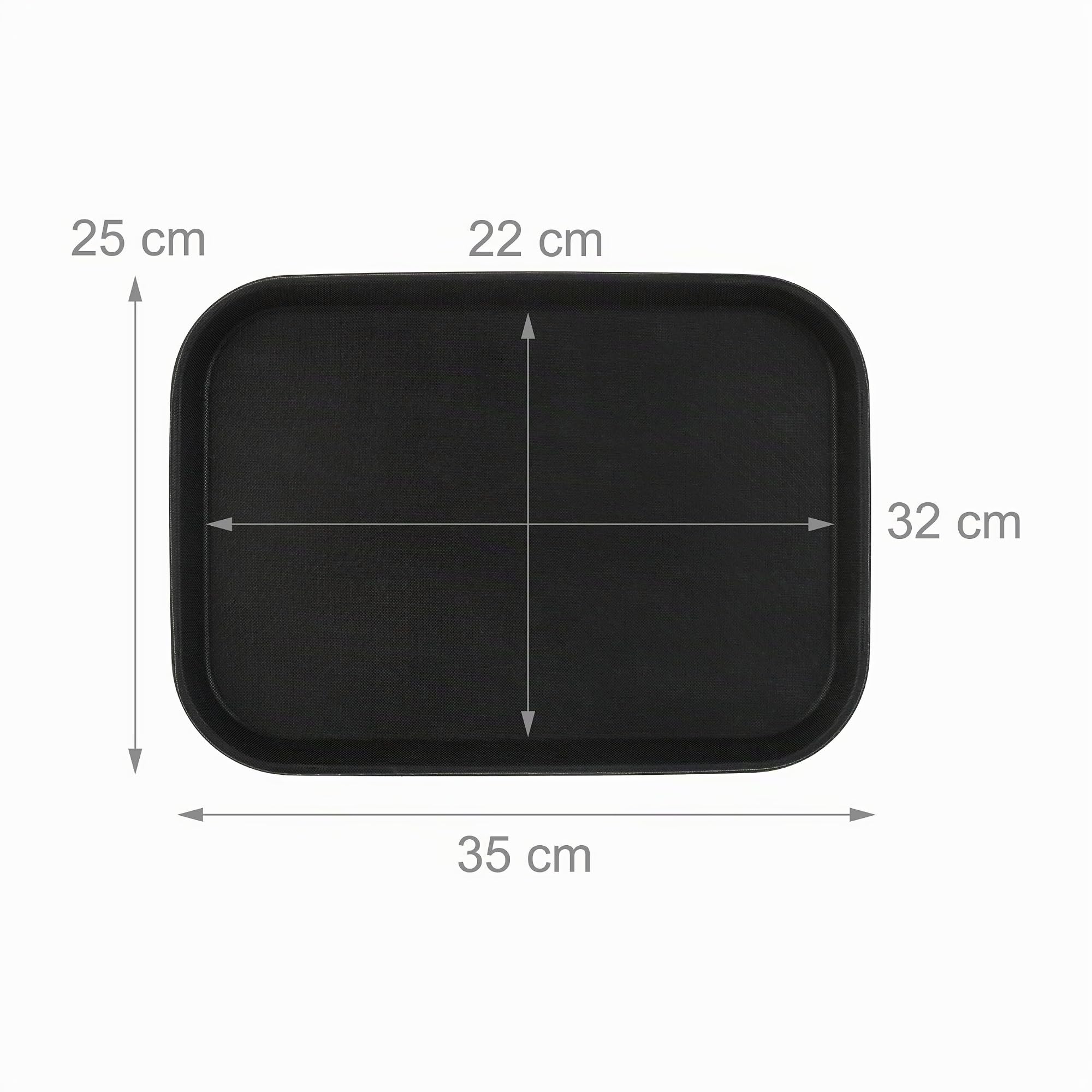 Relaxdays Pack de 5 Bandejas Camarero, Antideslizantes, Rectangular, Bar, Restaurante, Buffet, 35x25 cm, Plástico, Negro