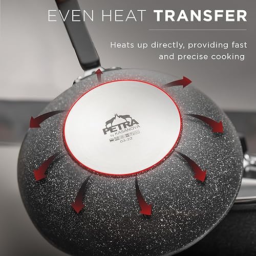 Miniatura 6 de Juego de utensilios de cocina antiadherentes, listos para inducción, juego de utensilios de cocina de aluminio con tapas de vidrio, sartenes y