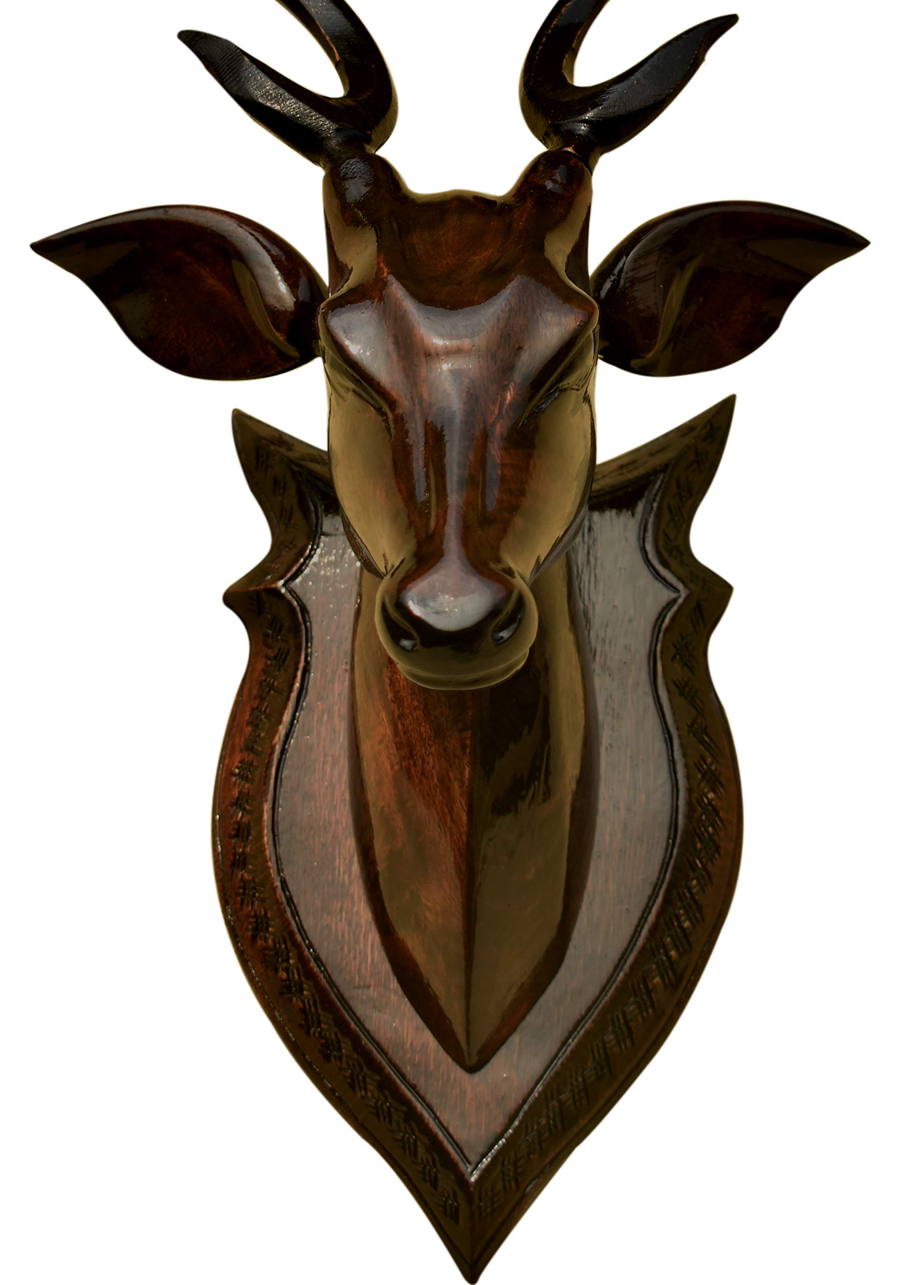 Rustic Deer Head Wall Decor - Handmade Wooden Showpiece -3