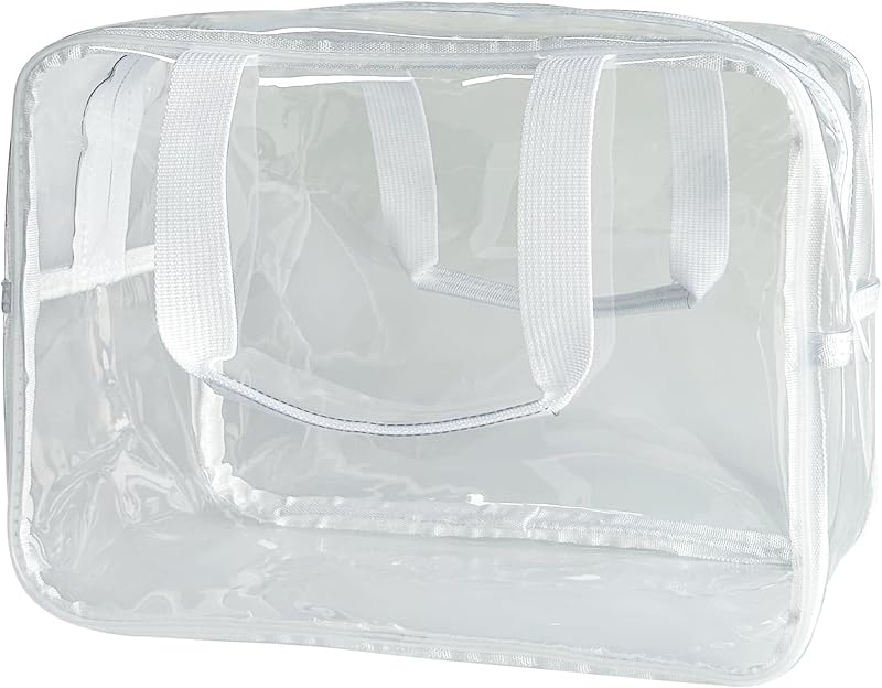 Necessaire transparente ONEART com zíper, alça e material TPU, Clear-White