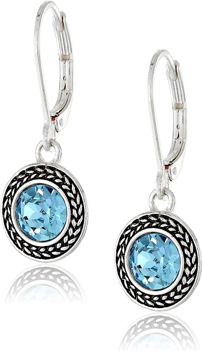 GangaJewells Handmade Swarovski Crystal Leverback Earrings - Lightweight Boho Dangle Teardrop for Women, Jewelry Gifts (Black, Blue, White Pearl)