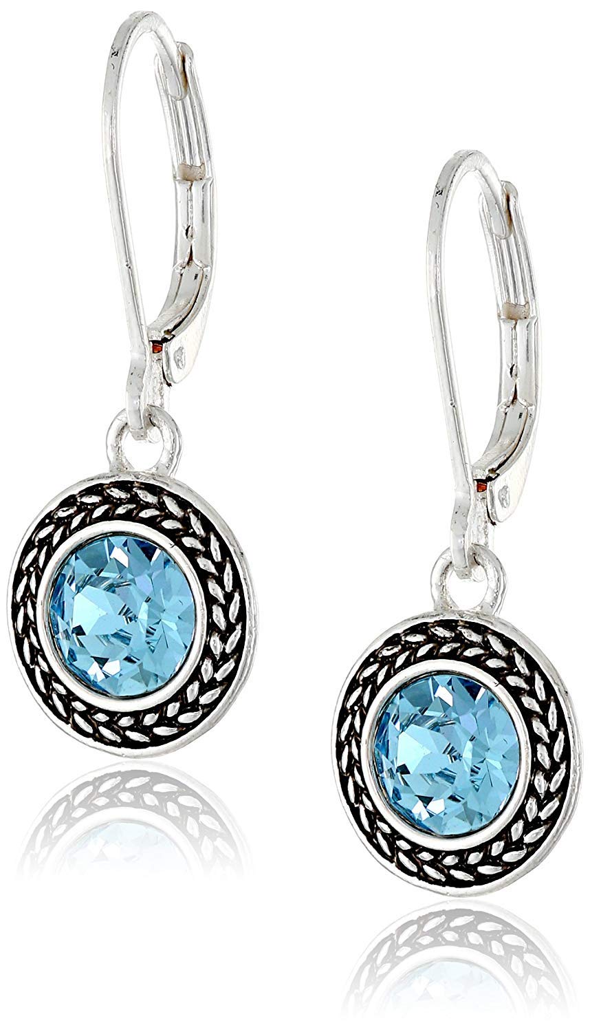 Handmade Bohemian Crystal Leverback Earrings for Women – Lightweight 925 Silver Plated Boho Dangle Teardrop Earrings Jewelry Gifts (Black, Blue, White Pearl)