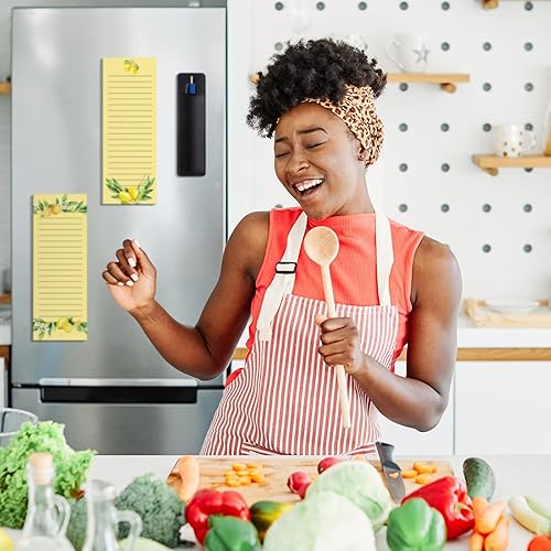 Miniatura 6 de Sinmoe Paquete de 6 blocs de notas magnéticos para refrigerador con soporte para bolígrafo, lista de compras de comestibles para hacer notas, 180