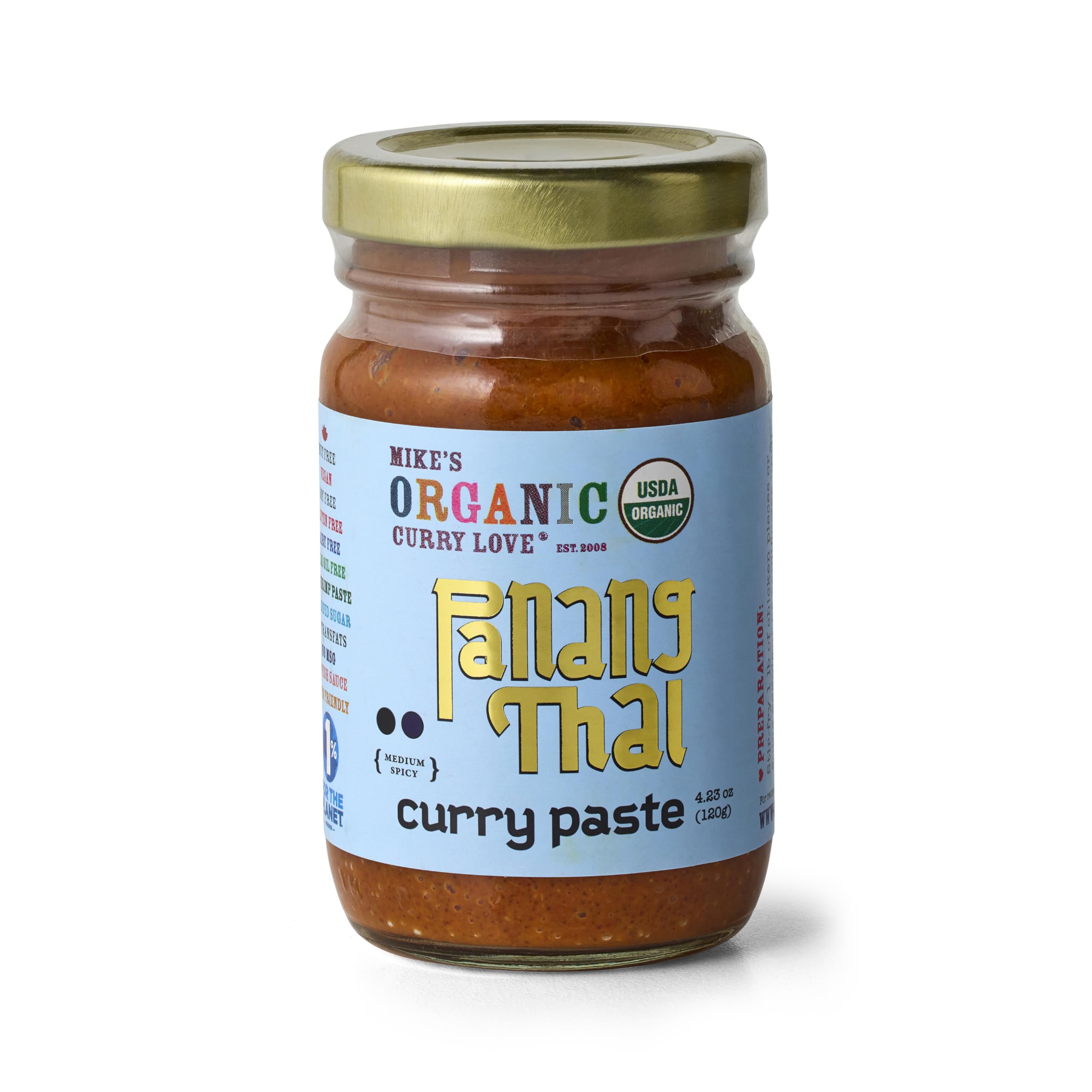 Organic Panang Curry Paste Made in Thailand, Authentic & Premium | 1 x 4.23 Ounce Jar