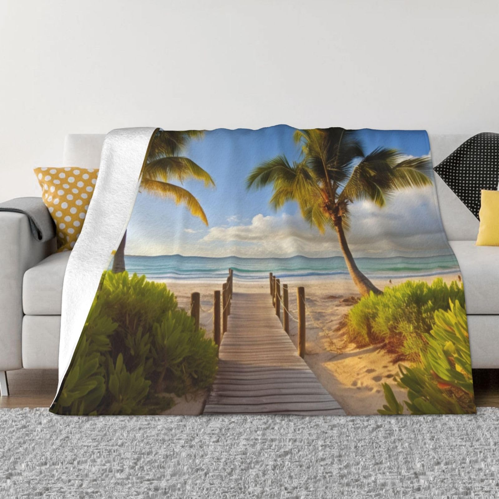 Couverture pelucheuse ultra douce toutes saisons pour canapé et plage