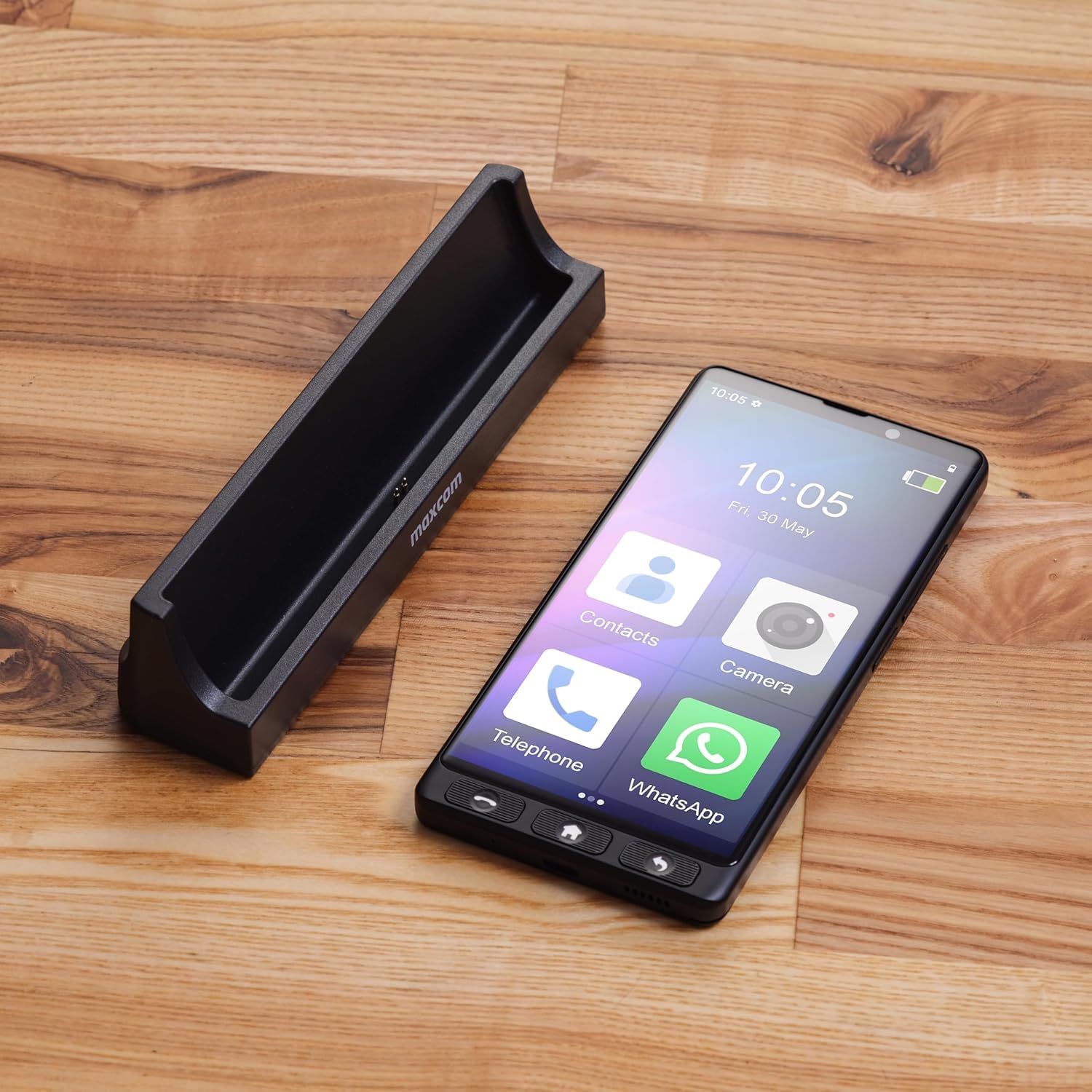 MAXCOM MS601 Smartphone für ältere Menschen mit Whatsapp, große Symbole, SOS-Taste, großes Display, Ladestation, Android 14, Akku 4000 mAh
