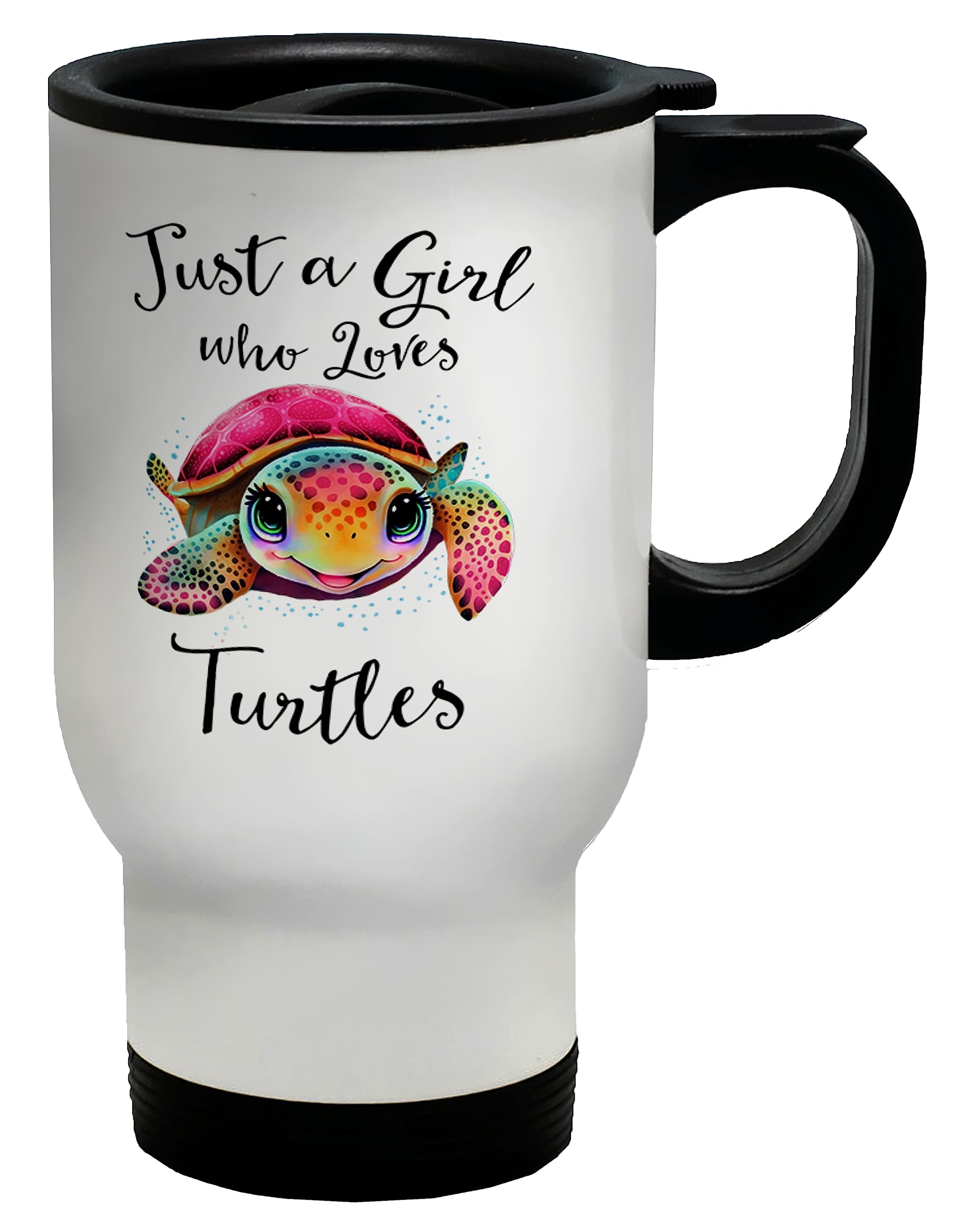 Shopagift Turtle Travel Mug Girl Who Loves Turtles Gift Stainless Steel 14oz Cup