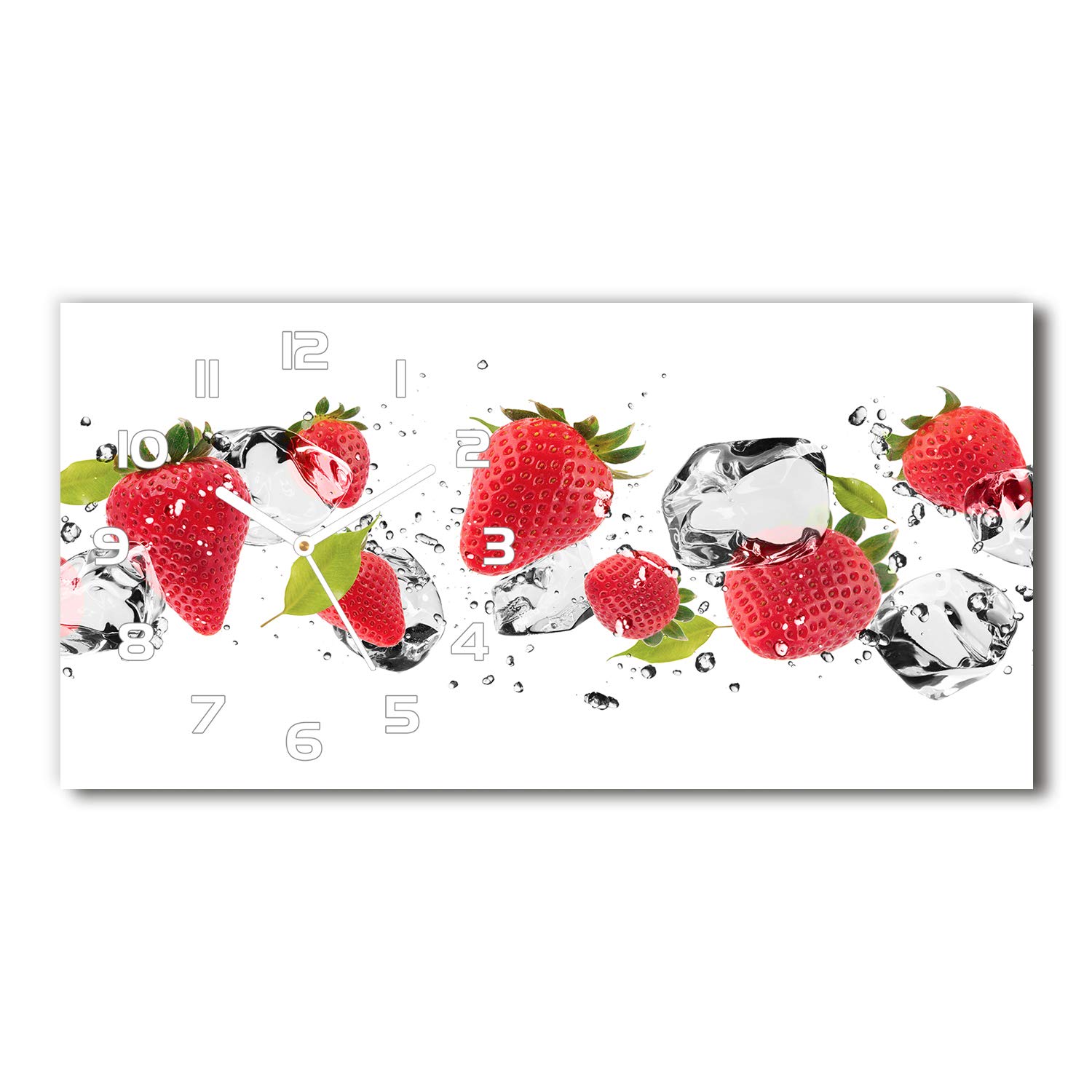 Horloge en verre 60x30cm Tulup fraises et eau pour un design moderne