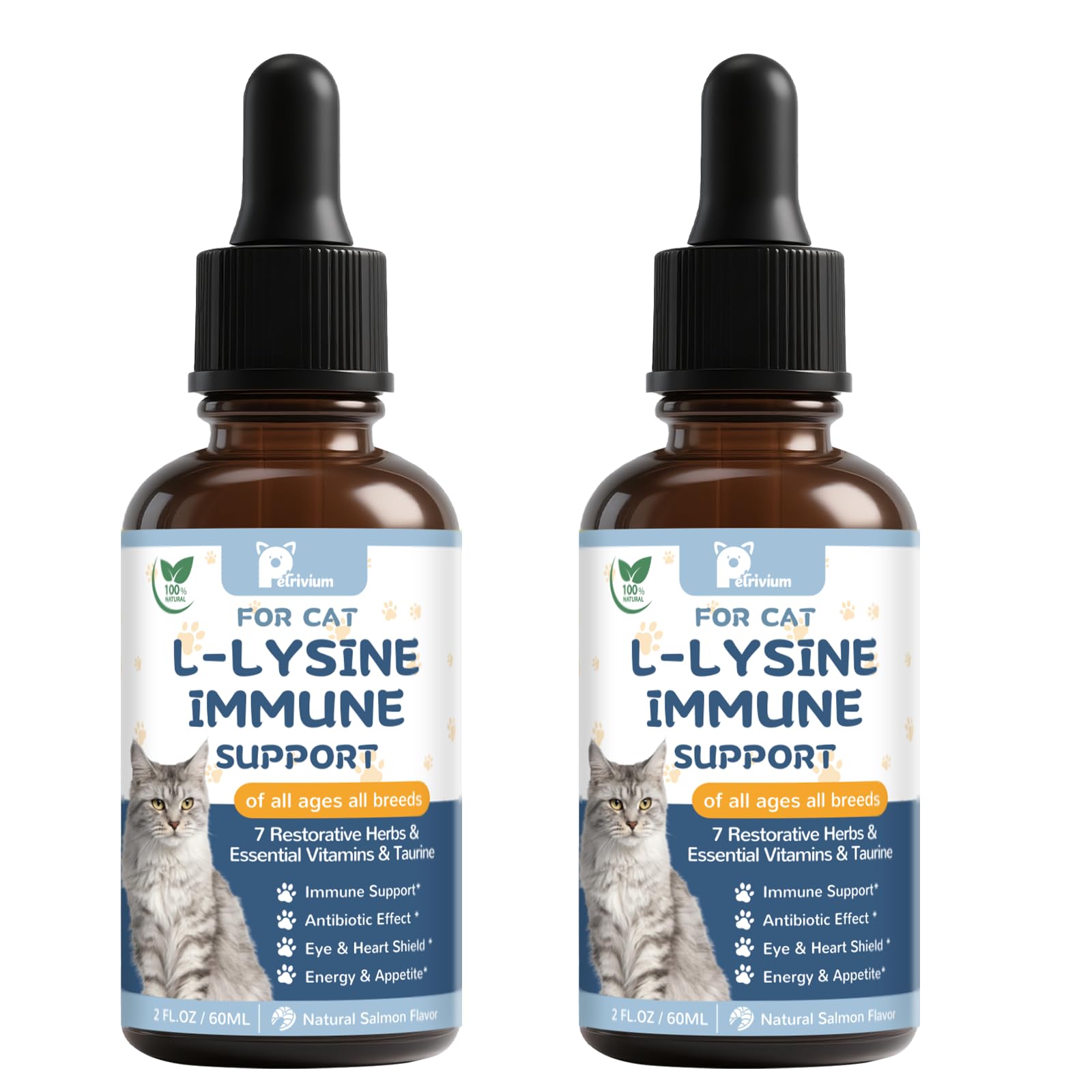 L-Lysine Supplement for Cats - Vitamins & Taurine for Immune Support & Allergy Relief - Lysine for Respiratory, Sneezing, Runny Nose, Eye Function - Natural Cat Antibiotic Drops - 60ML Slamon Flavor — Amazon image 10