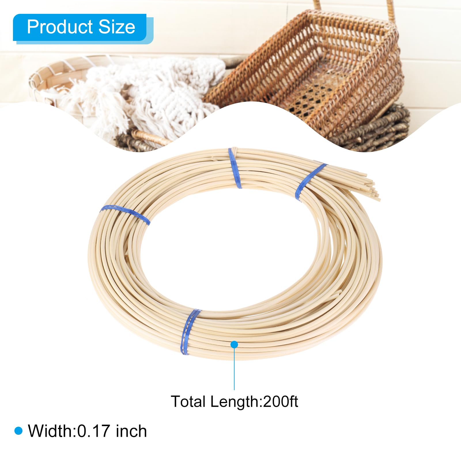 PATIKIL Round Reed Spline 200ft x 0.17 inch - Image 2
