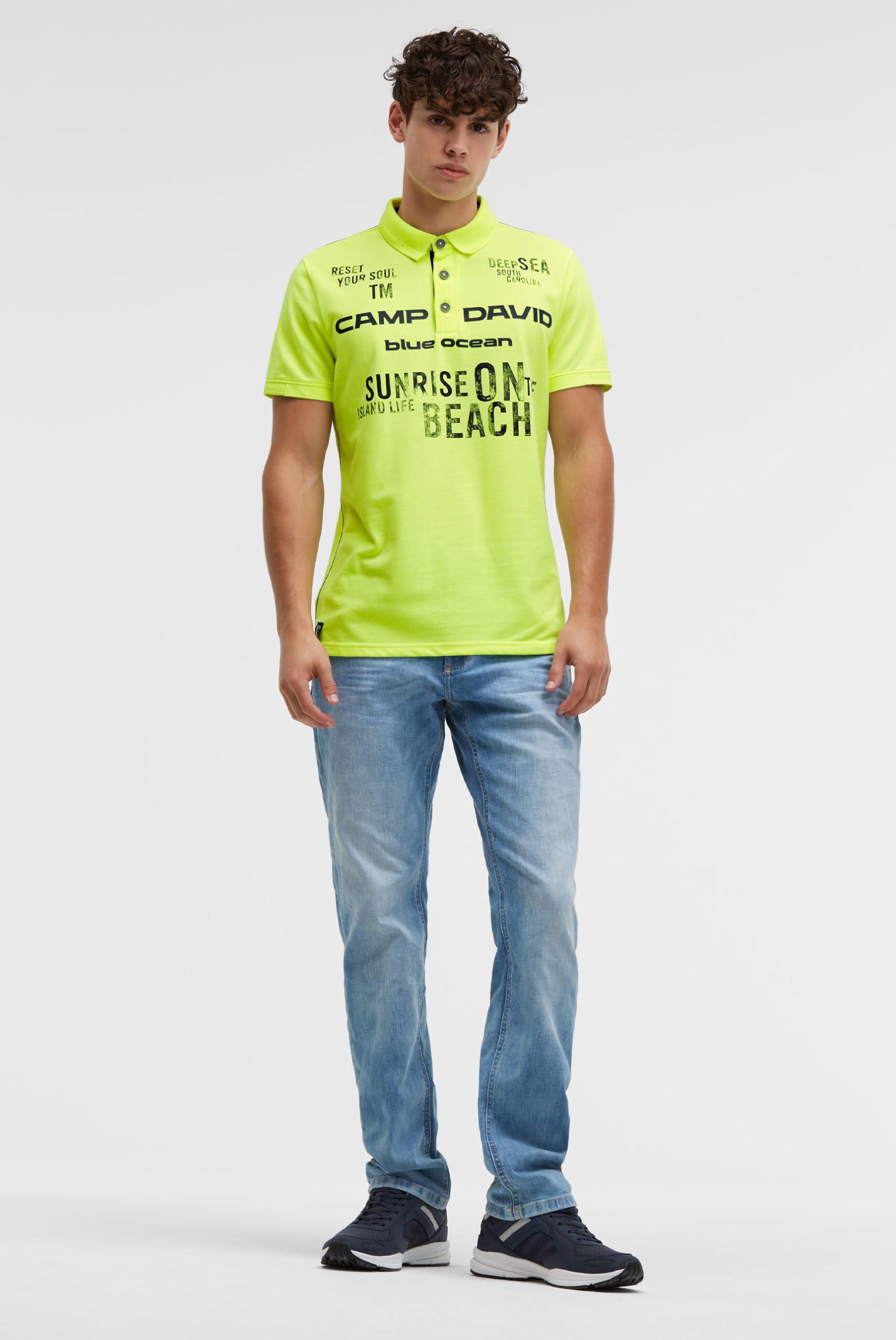 Camp David Herren Pikee-Polo Kurzarm mit Rubber Prints