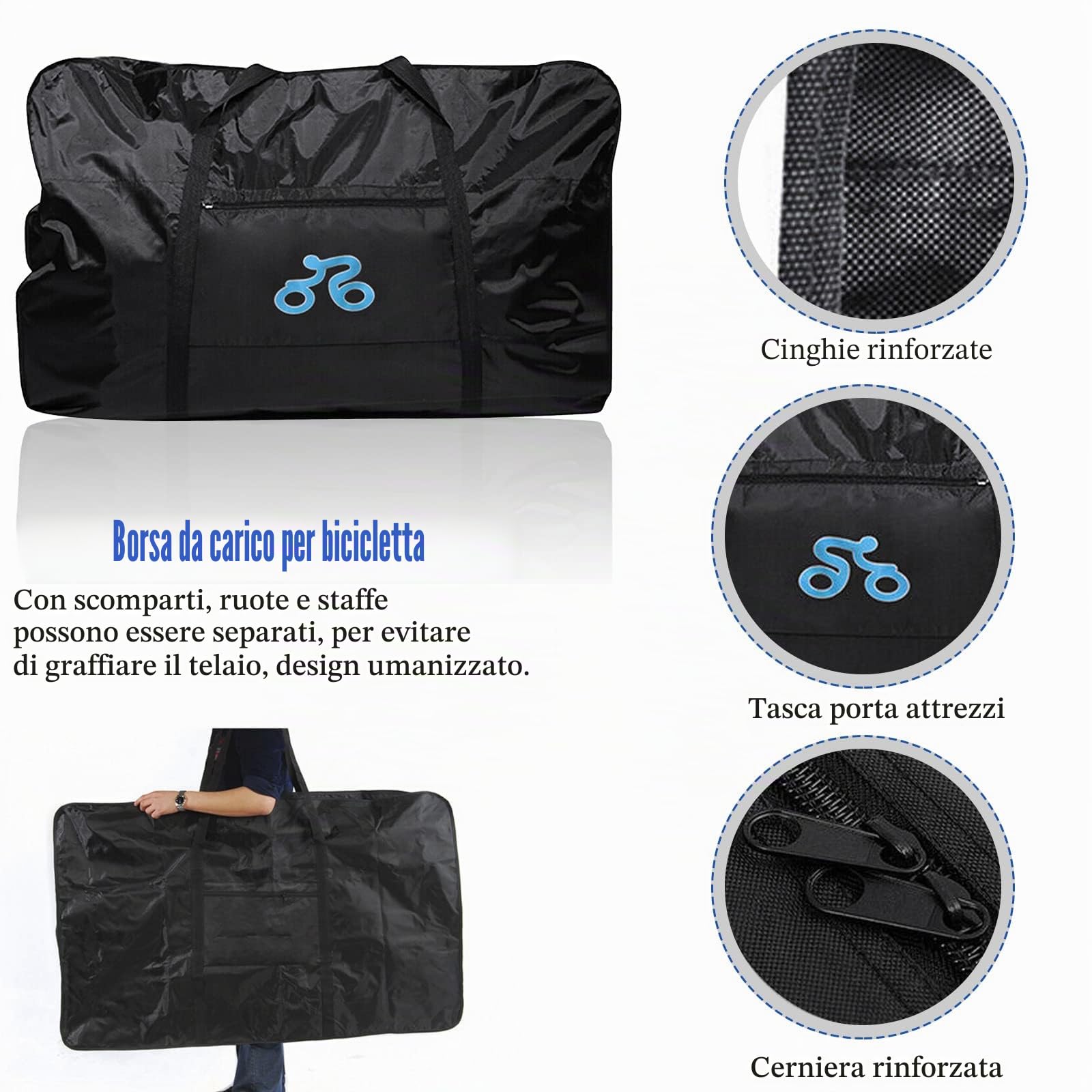 Borsa da trasporto per bicicletta, 26 – 29 pollici, impermeabile, ispessimento, pieghevole, borsa da viaggio per bicicletta per viaggi in aereo e in treno