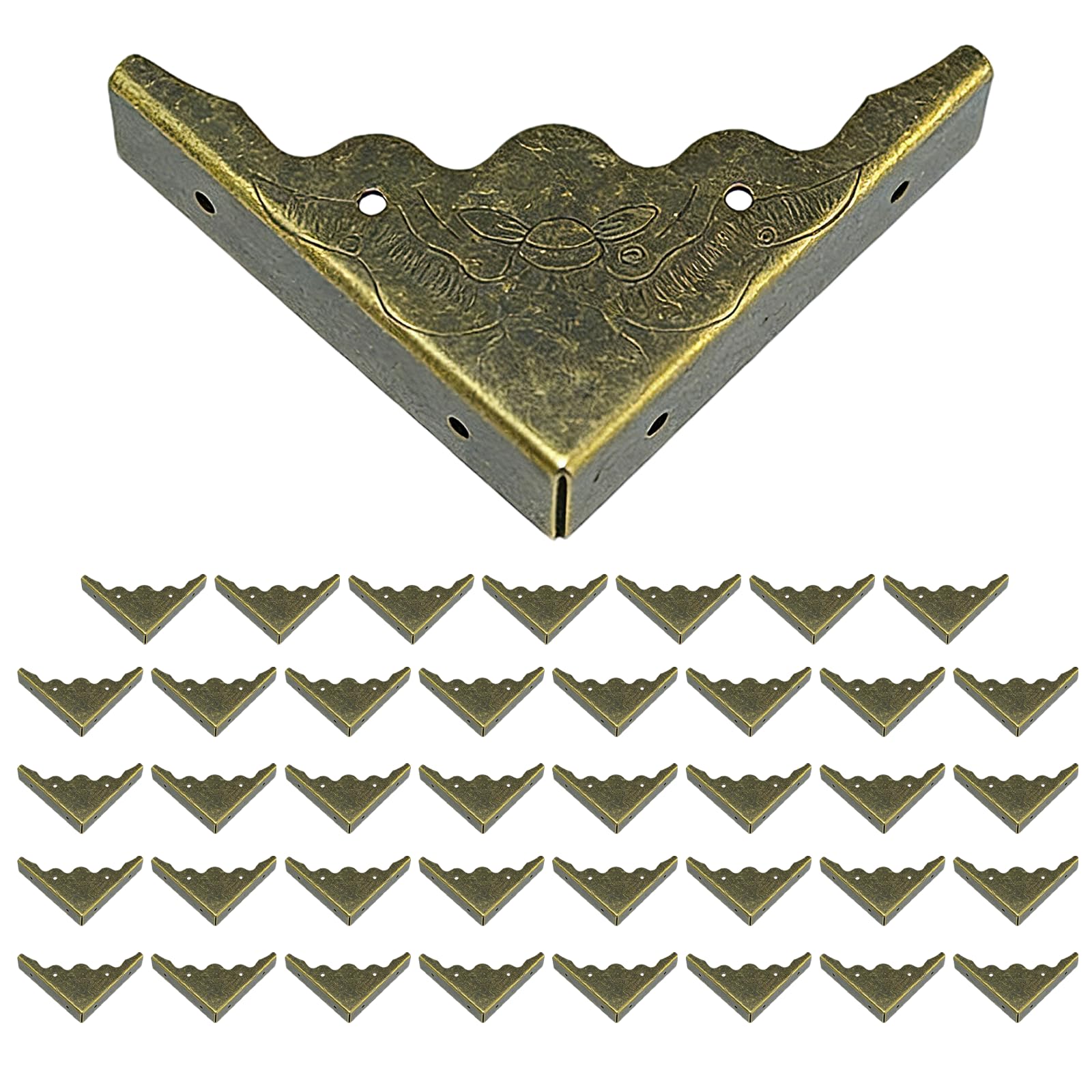 40 Pcs Metal Furniture Corner Protector,Antique Decorative Corner for Jewelry Box,for Storage Box Jewelry Case Cabinet Wooden Chest Etc. (Antique