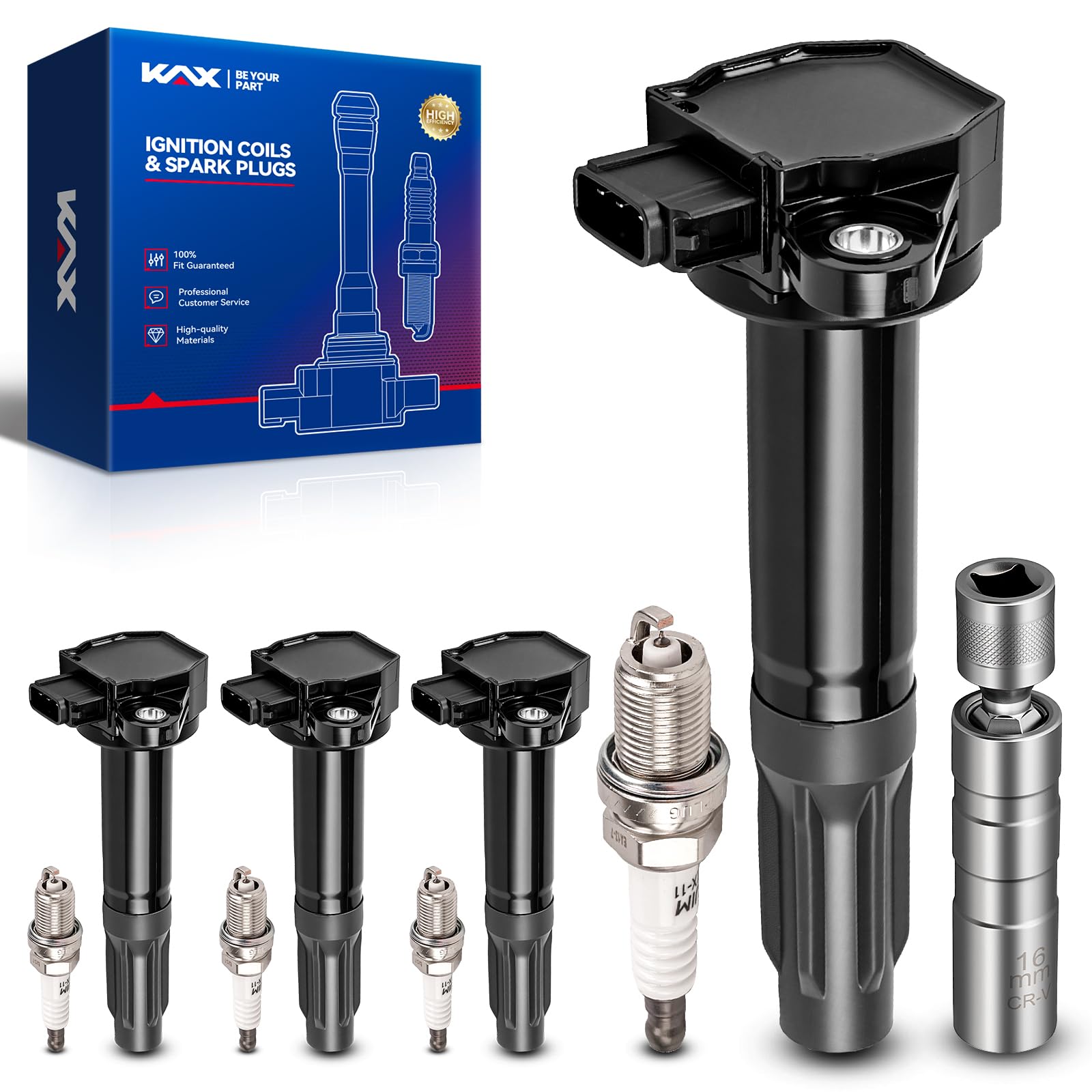 KAX 4 Ignition Coils &amp; 4 Spark Plugs Set for Subaru Outback 2010-2012 2.5L