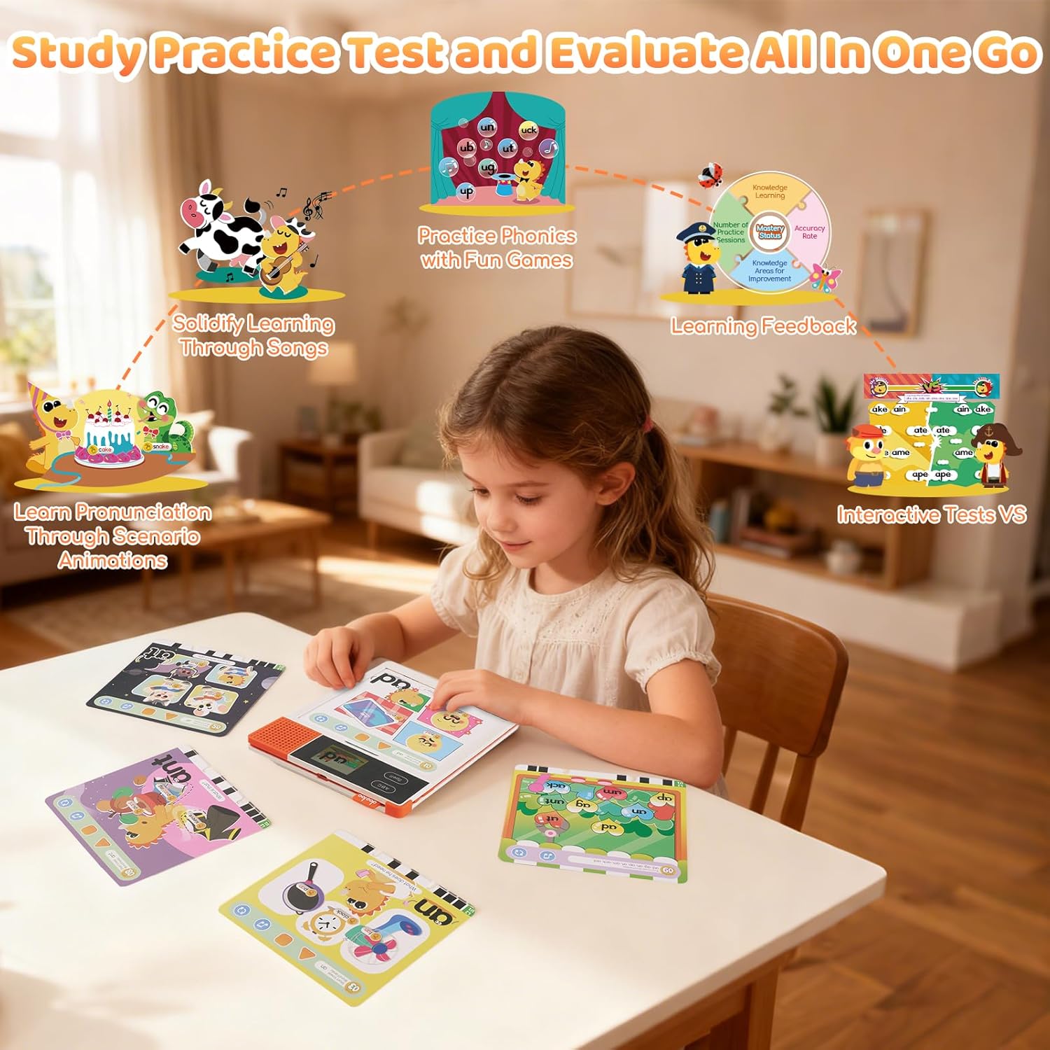 Learn to Read & Spell Phonics Pad, Interactive Electronic Learning Pad with 242 Sound Pages Card , Fun Learning Activities for Kids 3-10 Years Old - Image 4