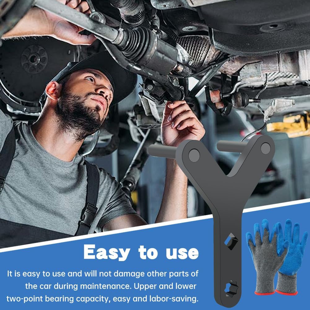 Kakalote Lower Control Arm Prying Tool, Lower Ball Joint Pry Control arm pry Tool Suspension Specialty Arm Lever Compatible with 1/2" Drive Extension Breaker Bar, with Gloves(Black)