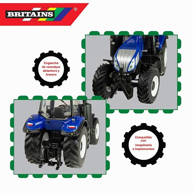 Foto 5 de 7 de Britains Juguete de Tractor New Holland T8.435 1:32, Juego de Granja Coleccionable para niños