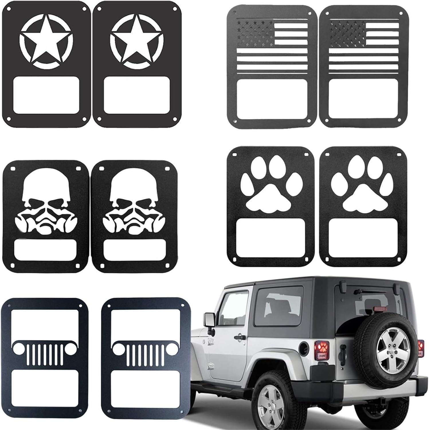 Compatible For Jeep Wrangler JK 2007-2018 Wrangler Unlimited Lamp Hoods Brake Light Cover Rear Taillight Protector Tail Lamp Guard(Carbon Fiber)