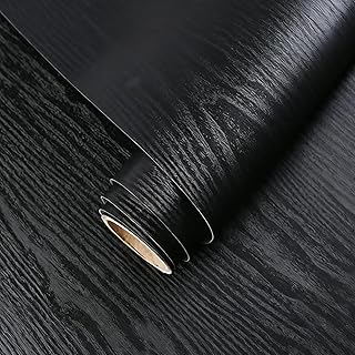 Yancorp Matte Black Wood Contact Paper Peel and Stick Wallpaper for Countertops Removable for Cabinets Drawers Vinyl Wrap Self-Adhesive Kitchen