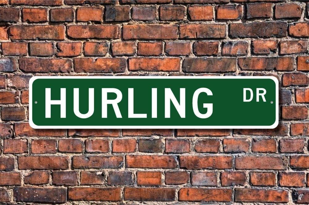 Yelacecca Tin Sign A13195 Hurling Hurling Sign Hurling Fan Hurling Participant Gift Ancient Irish Game Gaelic Team Sport Sign Street Sign 4X16 Inches