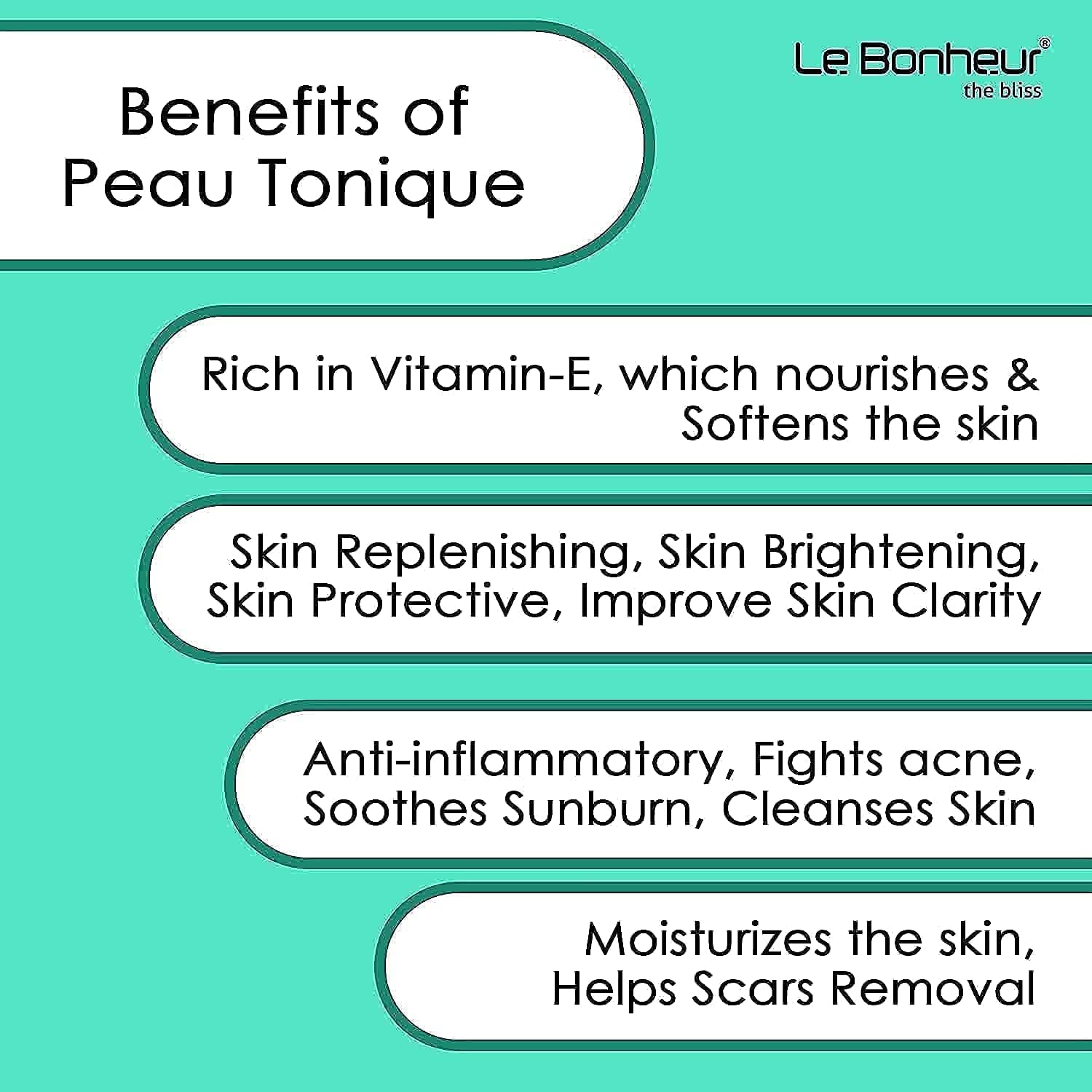 Le Bonheur.. Peau Tonique Alcohol Free Skin Care Multi Use Tonic for Acne Scars, Brightening, Transparent, 160 ml 1