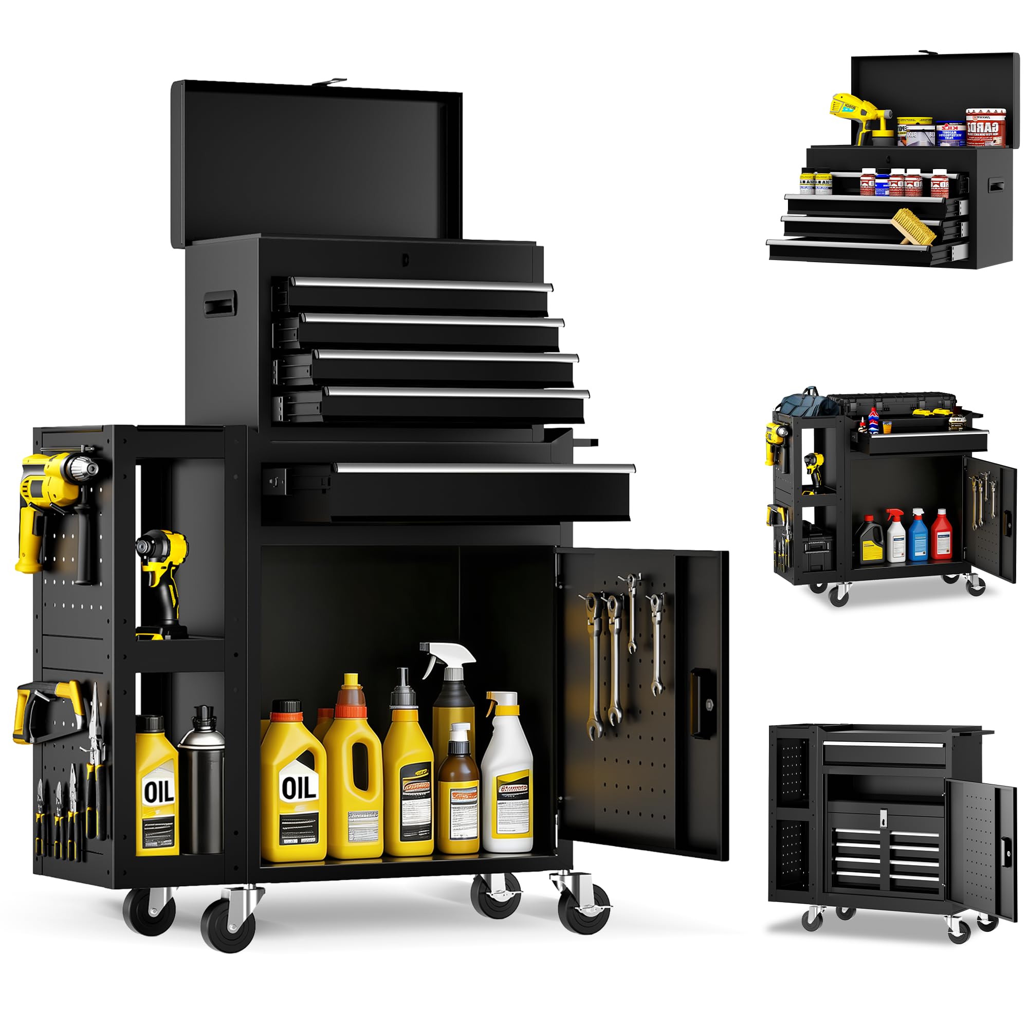 Amazon.com: PHLEX PRO 5 Drawer Rolling Tool Chest, 3-in-1