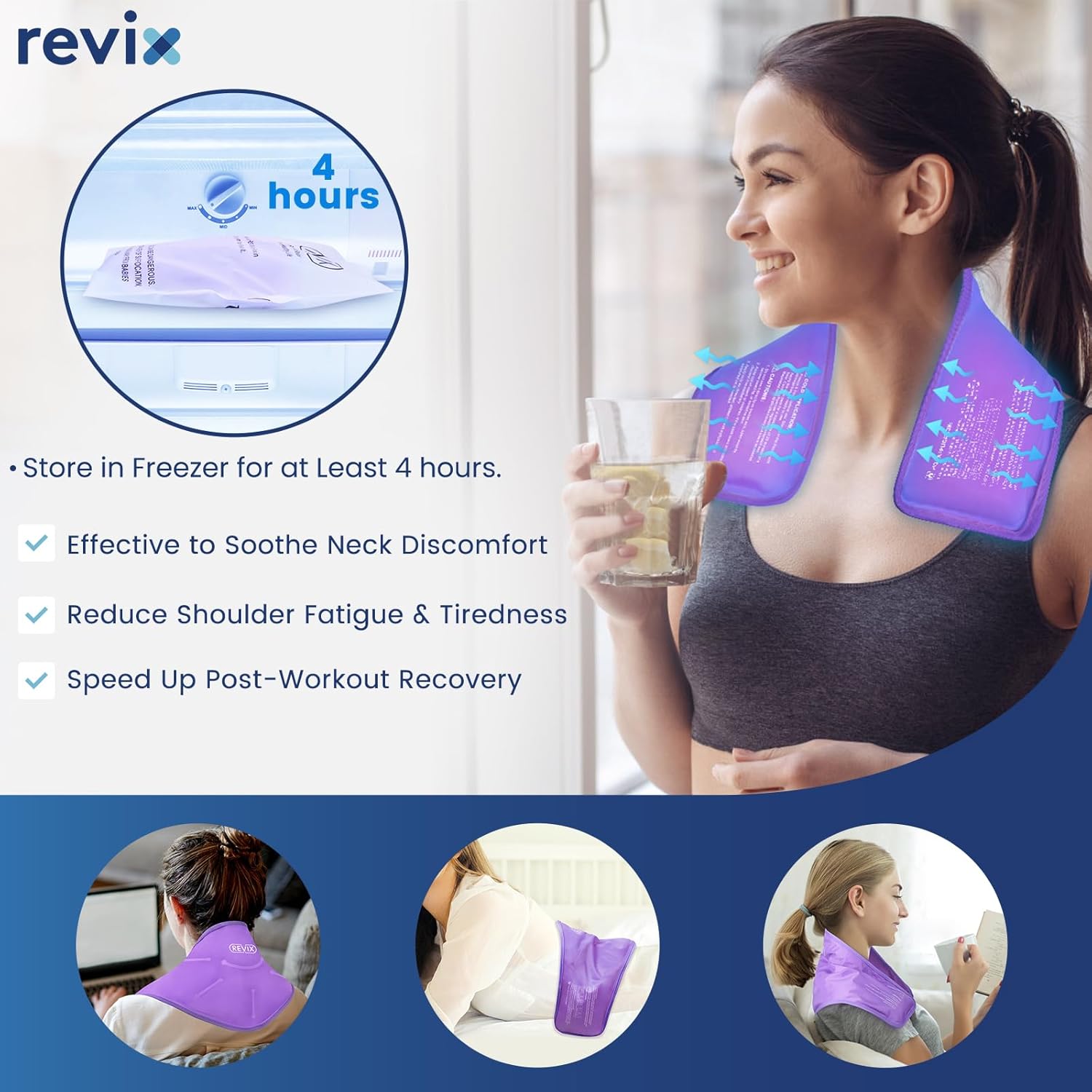 REVIX Ice Packs for Neck Discomfort Gel Cold Wraps for Relaxation, Hot Cold Compress for Neck and Shoulders, Ease Tiredness and Promote Post-Workout, Purple 2 Packs