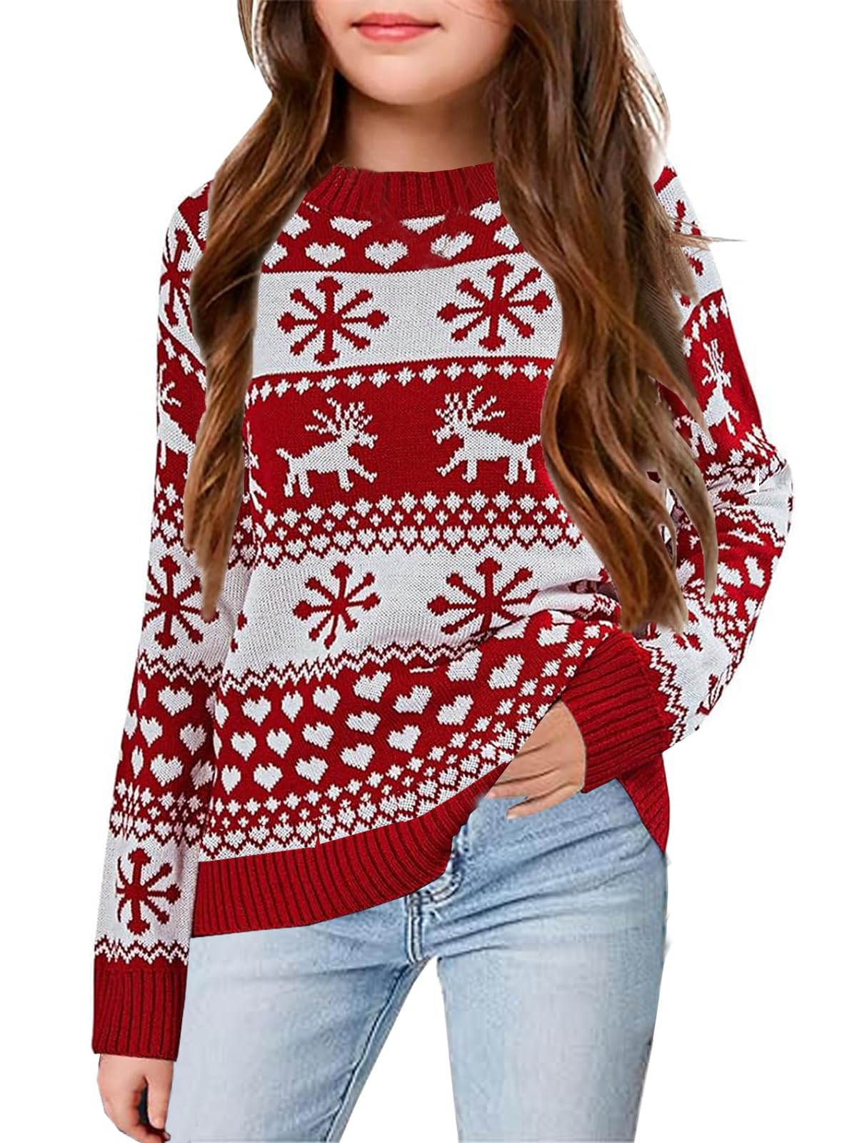 Ugly Christmas Sweater for Girls Funny Xmas Knit Pullover Shirts Kids Child Holiday Jumper Tops Outfit 2-14 Years
