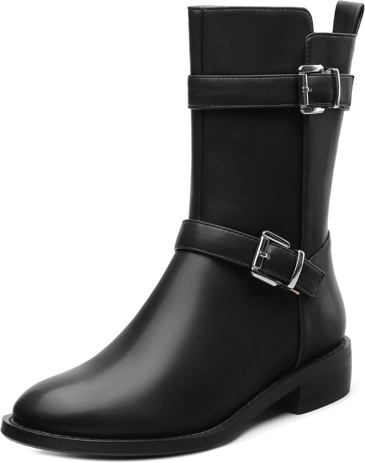 ROSERWISH Women Mid Calf Boots - Stylish Buckle Design