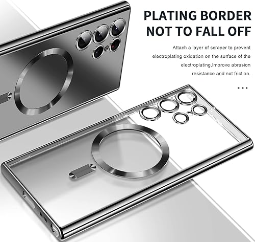 Miniatura 7 de Funda para Samsung Galaxy S22 Ultra, fundas para s22u. Magnética metálica, brillante, delgada, transparente, de lujo, suave, a prueba de golpes,