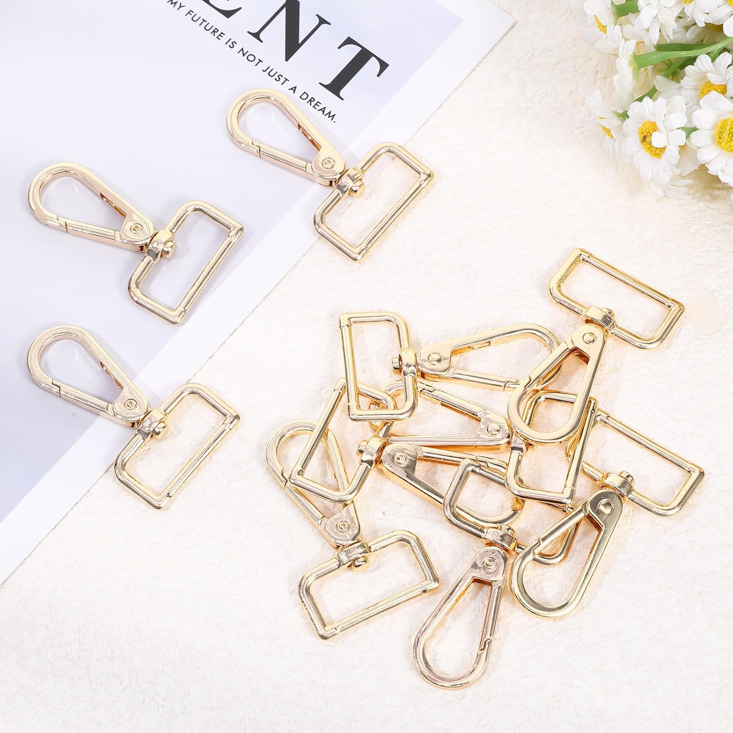 20PCS Stainless Steel 1 Inch D Ring Lobster Claw Clasp with Swivel Hook Keychain Clip,Key Chain Hooks for Handbag Hardware and Bag Making,Jewelry Findings, Keyrings,Purse Accessories (Gold) - Image 6