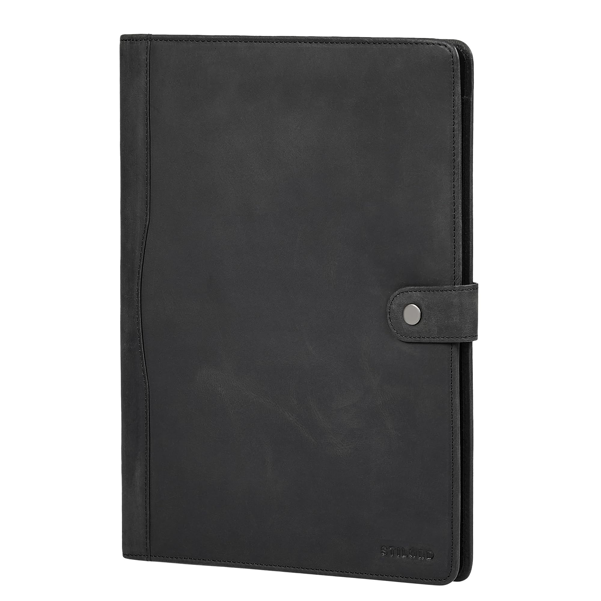 STILORD "Corbin" Cartella Portadocumenti Pelle Vera A4 Cartellina Porta Documenti Cuoio Vintage - Racoglitore in Pelle con Bottone a Pressione Sottile per Riunioni Colore:antracite