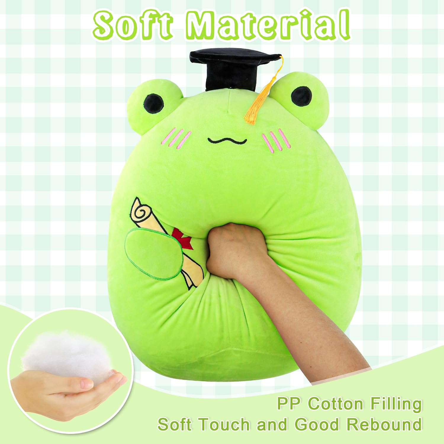 OurHonor Graduation Gifts, Middle School 2026 Frog Stuffed Animals Plush with Mini Graduation Cap, Cute Doll Pillow Toys for High/Elementary School Students