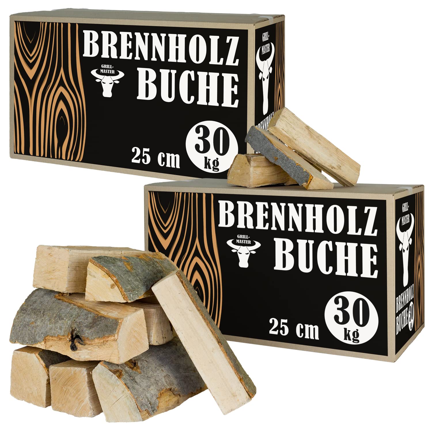 Buche Brennholz Kaminholz 15-90 kg für Kamin und Ofen Kaminofen Feuerschale Grill Feuerholz Holz Buchenholz Holzscheite Wood 25 cm Kammergetrocknet Grillmaster