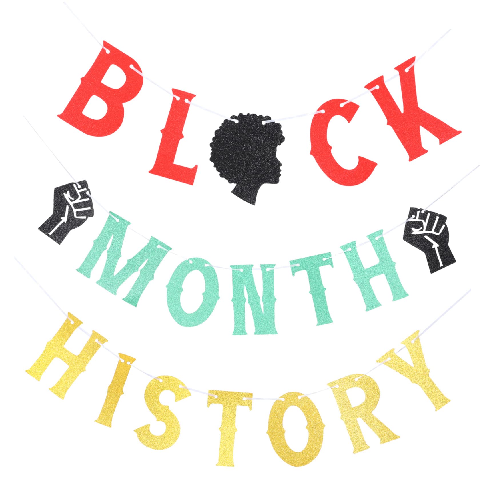 Black History Month Glitter Banner Set Paper Bunting