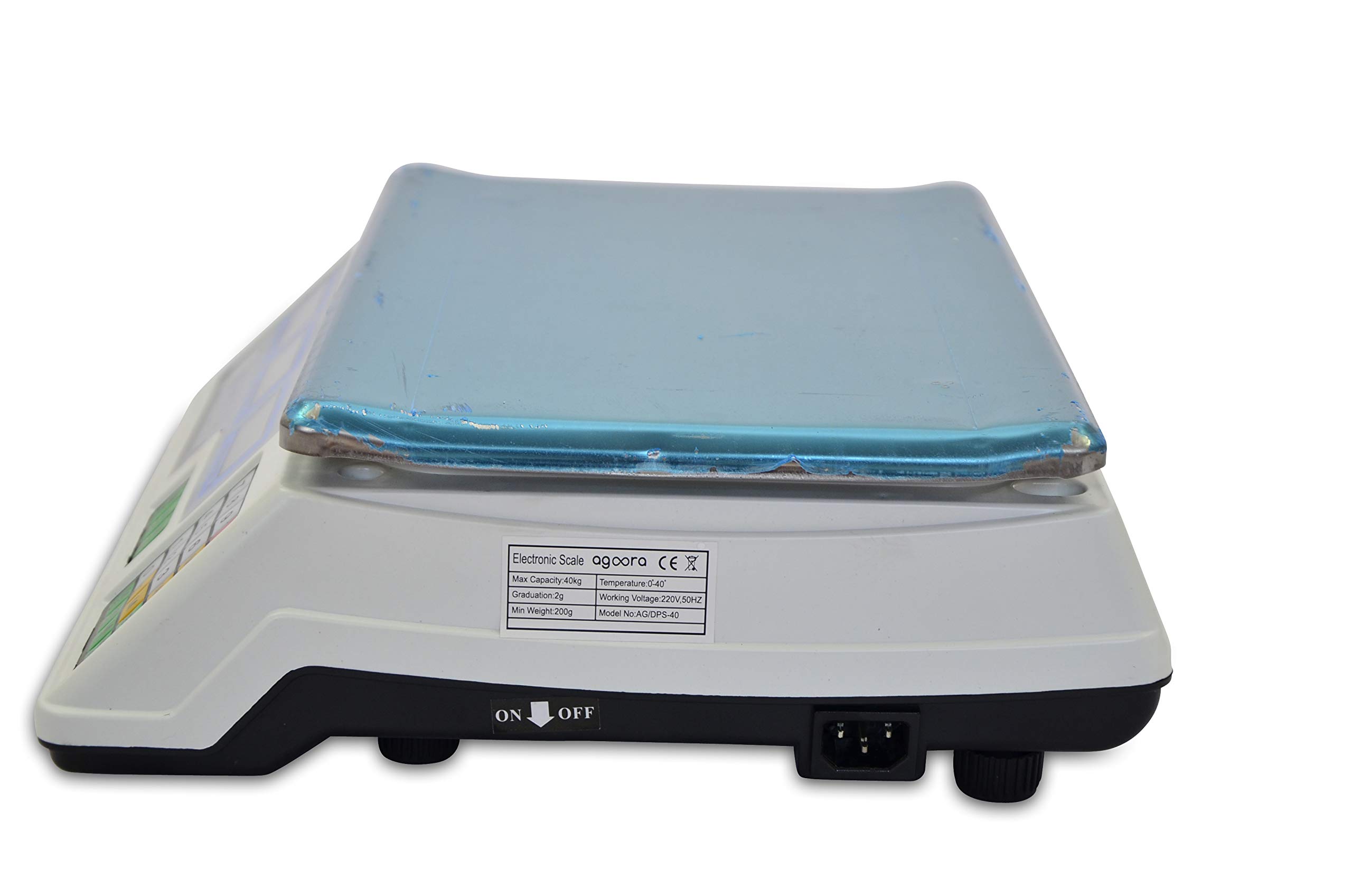 Bascula Comercial 40kg/2g, Plataforma de Acero Inoxidable 33x24cm, Batería Interna Recargable con 40 Horas de Autonomía, Balanza Digital Profesional Para Hostelería, Bollería, Frutería