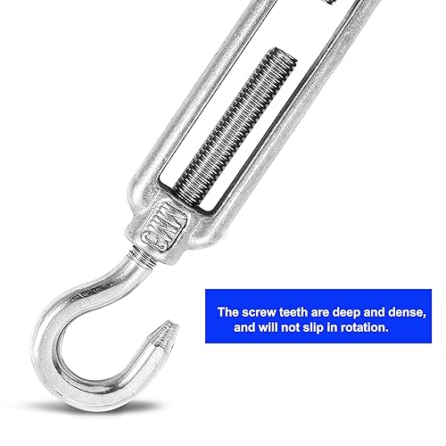 Miniatura 3 de suiwotin 5 tensores de gancho y ojo M6 de acero inoxidable 304 kit de accesorios para tensores de cuerda de alambre