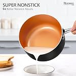 MICHELANGELO Sauce Pan Set, Ultra Saucepan antiadhésif 3, Sauces en céramique avec lids, 1 Qt & 2 Qt & 3 Ensemble de petits pots Qt, poêle à sauce cuivre avec couvercle