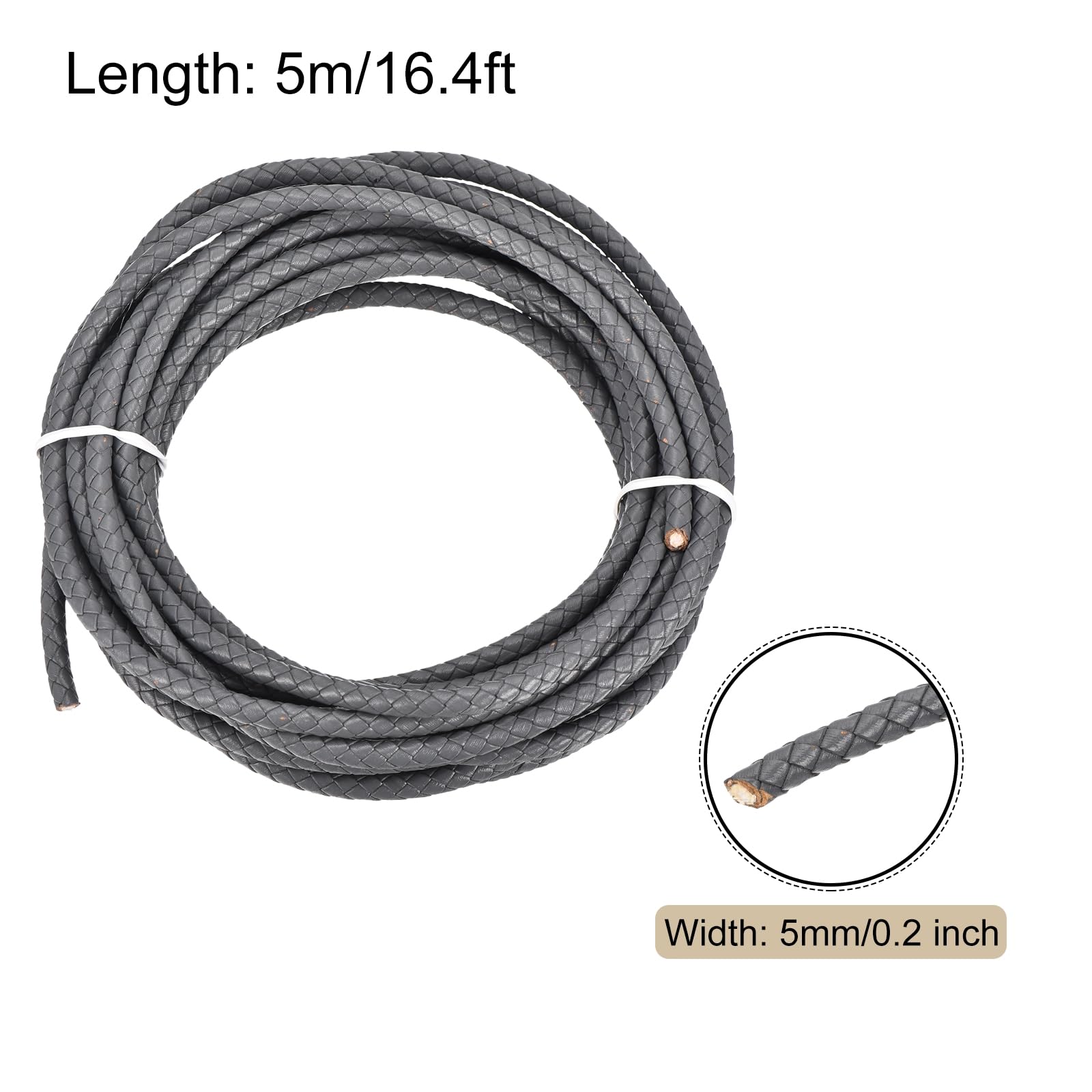 Rebower Round Braided Leather Cord 5mm Bolo Leather Cord String Rope for Jewelry Making Necklaces, Bracelets, Wraps, Crafts - Image 2