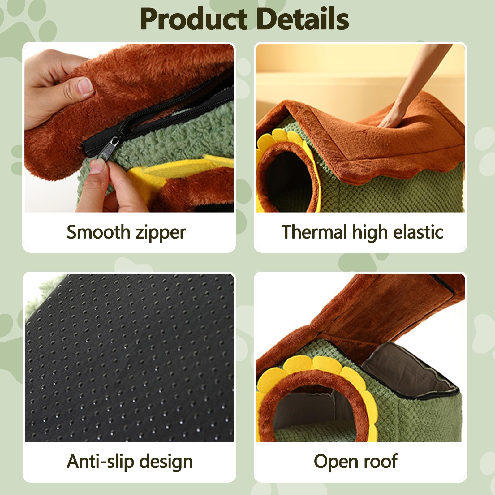 Cama cueva para gatos, casa para gatos de interior, cama suave y cálida para perros, bonita casa de gato de dibujos animados, cama para gatos con cojín lavable (S)