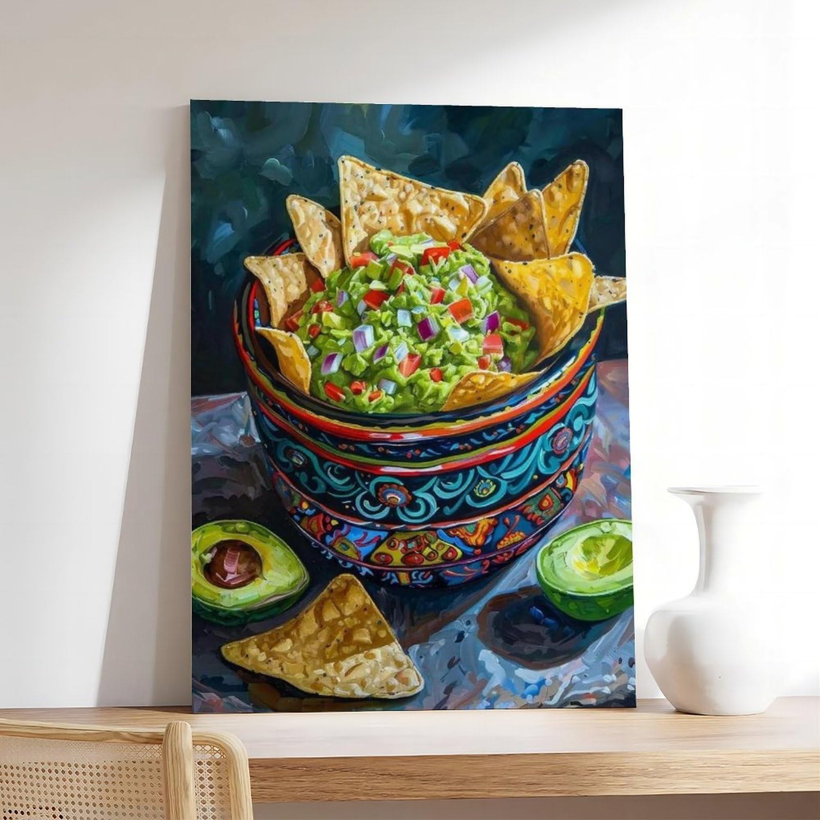 Bunte Guacamole und Chips Kunst-Leinwandposter Schlafzimmer Dekor Landschaft Büro Zimmer Dekor Geschenk 50,8 cm L x 76,2 cm B