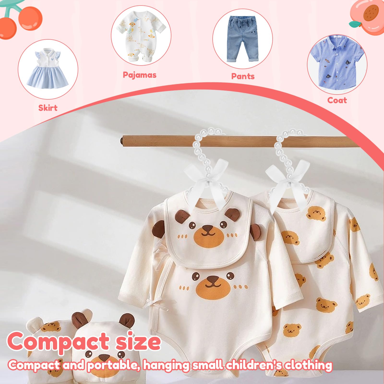 Lot de 12 cintres pour chiens, petites perles, nœuds, cintres, pour filles, garçons, tout-petits, chiens et chats (blanc, 12 pièces)